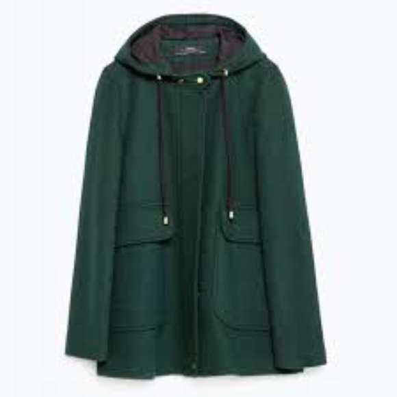 Zara Jackets & Blazers - Zara Hooded Wool Swing Coat Large L